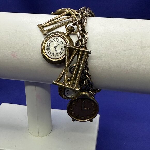 Arthur Pepper “ART” Signed VTG Timepiece Theme Charm Bracelet - Picture 9 of 13